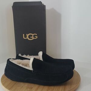 UGG Ascot Slipper Black Suede Wool Comfort Loafer Men's US 8 NIB